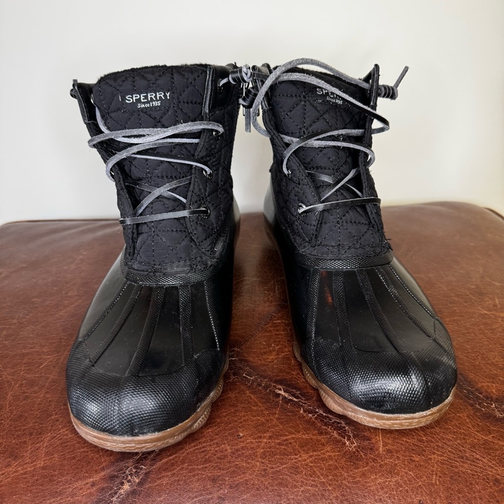 Sperry Black Quilted Waterproof Boots‎